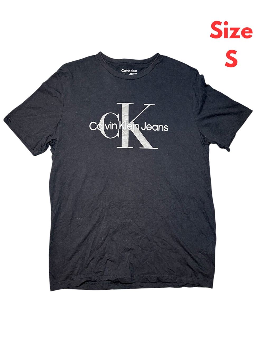 Calvin Klein Women's Graphic T-Shirt Jeans Logo Size Small Black #251